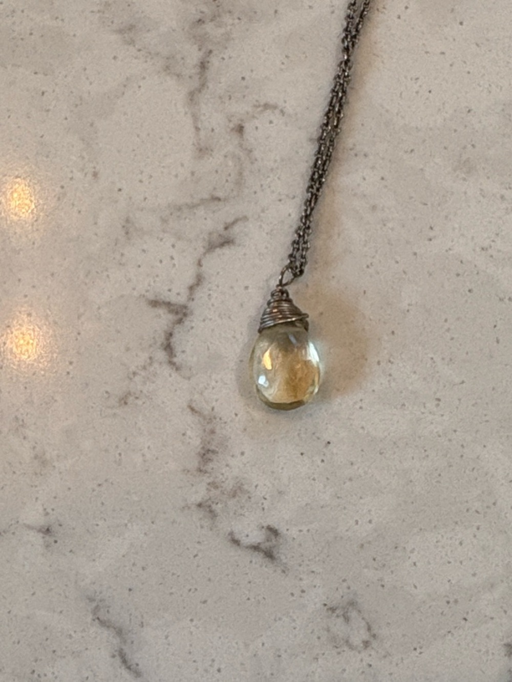 Handmade Citrine Teardrop Pendant Necklace